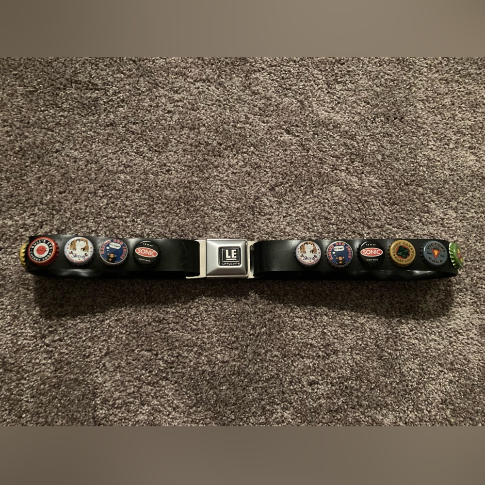 Vintage bottle cap belt